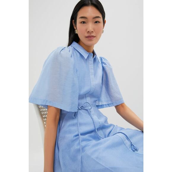 HYACINTH HOUSE Powder Blue Cindy Midi Dress Size M NWT Retail $198 Tuckernuck - Picture 4 of 7